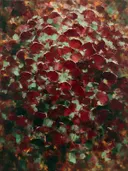 Hortensia van dichtbij in wijnmint, schilderij van hortensia van dichtbij