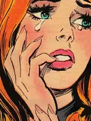 Comic-illustratie van huilende vrouw met traan