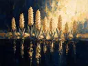 Hyacint aan de oever in zandduin, schilderij van hyacint aan de oever