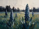 Hyacint in de weide in leisteen, schilderij van hyacint onder een storm