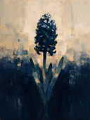 Hyacint in inktblauw, schilderij van hyacint van dichtbij