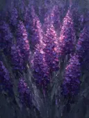 Hyacint in violet, schilderij van hyacint tegen de lucht