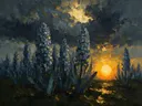 Hyacint onder een storm in leisteen, schilderij van hyacint onder een storm