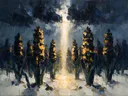 Hyacint onder een storm in zwartgoud, schilderij van hyacint