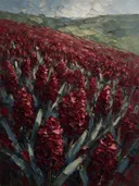 Hyacint op de helling in bordeaux, schilderij van hyacint