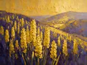 Hyacint op de helling in zwavelviolet, schilderij van hyacint op de helling