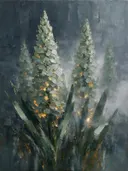 Hyacint van dichtbij in saliegrijs, schilderij van hyacint van dichtbij