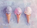 Drie ijshoorntjes in pastelkleuren