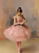 Impressionistisch schilderij van een balletdanseres in roze tutu