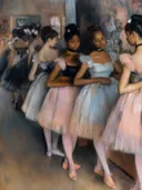 Impressionistisch schilderij van balletdansers backstage