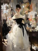 Impressionistisch portret van een dame in baljurk