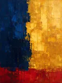 Abstract landschap in indigo en goud