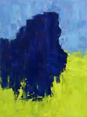Abstract landschap in indigo en hemelsblauw
