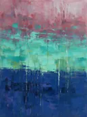Abstract landschap in indigo en turkoois