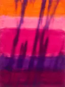 Abstract schilderij, ingezogen banen buiten beeld in vol magenta