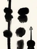 Abstracte inktvlekken met vioolsilhouet