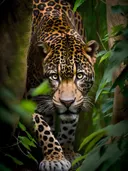 Jaguar sluipend door jungle