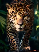 Jaguar sluipend recht op de camera af