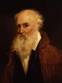 James Ward van James Ward: portret met oude man, witte baard, mantel en zittend, in donker bruin en rood