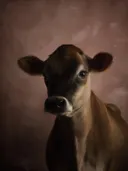 Studioportret van Jersey van voren, tegen een geschilderd doek in oudroze