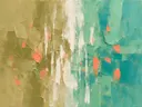 Abstract schilderij met het paletmes in kaki en jade