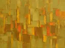 Kaki en saffraan dicht gepakt, abstract schilderij met het paletmes