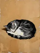 Schilderij: kat in houtskool