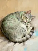 Schilderij: kat in mist gehuld