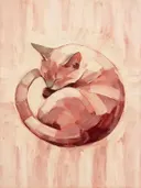 Schilderij: kat in roze
