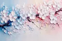 Kersenbloesemtak op een blauw-naar-roze kleurverloop