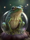 Kikker in een magische glazen bol