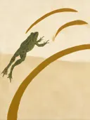 Kikker in zand en oker, dieren schilderij