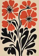 Retro illustratie van klaprozen in rood en oranje