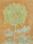 Klassiek schilderij van een bleekgroene chrysant, oude meesters schilderij