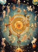 Astrologisch rad met klassieke sterrenbeeldfiguren
