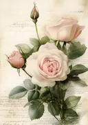 Aquarel van rozen op een perkamentachtige achtergrond