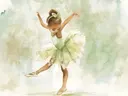 Meisje in groene balletjurk tijdens een danspasje