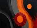 Kwastslag schilderij, kleine cirkel in Vulkanisch