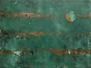 Meswerk schilderij, kleine cirkel in Koper en Patina