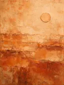 Meswerk schilderij, kleine cirkel in Terracotta