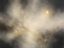 Nevel schilderij, kleine cirkel in Grafiet en Goud