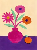 Schilderij: kleur stilleven kleurrijk in fel magenta
