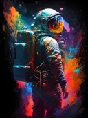 Astronaut met kleurrijke verfspatten