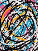 Abstract schilderij met kleurrijke verfspatten