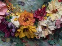 Schilderij van een kleurrijk bloemenboeket