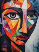 Kubistisch portret in felle kleuren