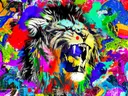 Kleurrijke brullende leeuw pop-art