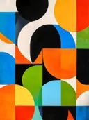 Abstract schilderij met kleurrijke cirkels op zwart