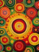Kleurrijk abstract schilderij met concentrische cirkels