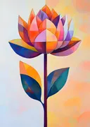 Abstract kleurrijk schilderij van een lotusbloem